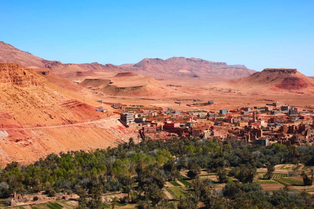 Vista de la ciudad vieja de Tinghir en Marruecos